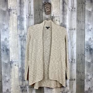 Eileen Fisher Linen Blend Gold Metallic Open Front. Cardigan Size Small Petite.